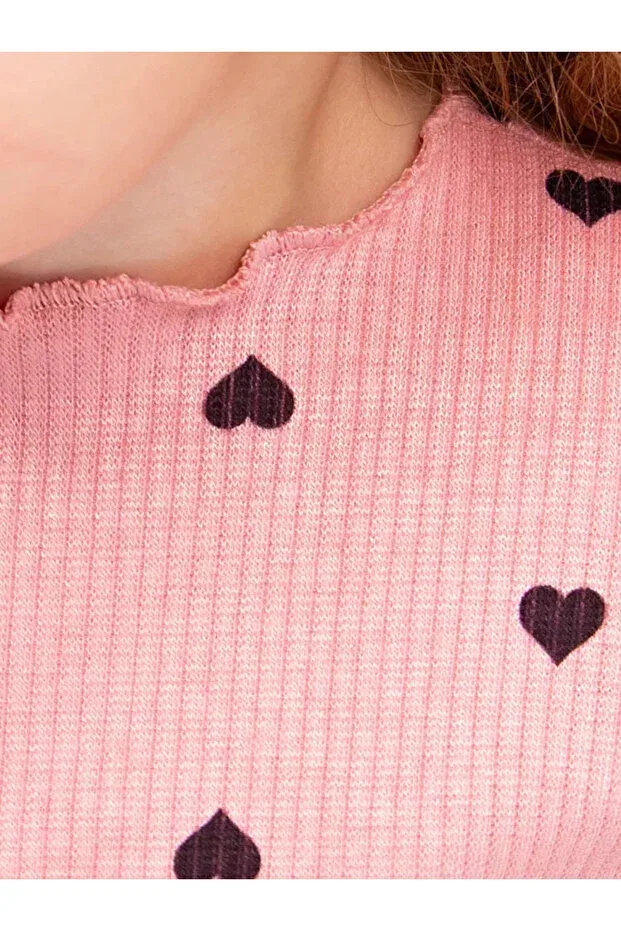 Детское платье для девочек хлопковое с принтом Heart Neocotton, Shortol-Rosewood — фото 4