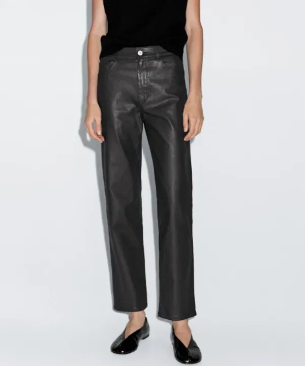 Классические брюки прямого кроя с восковой отделкой, Massimo Dutti