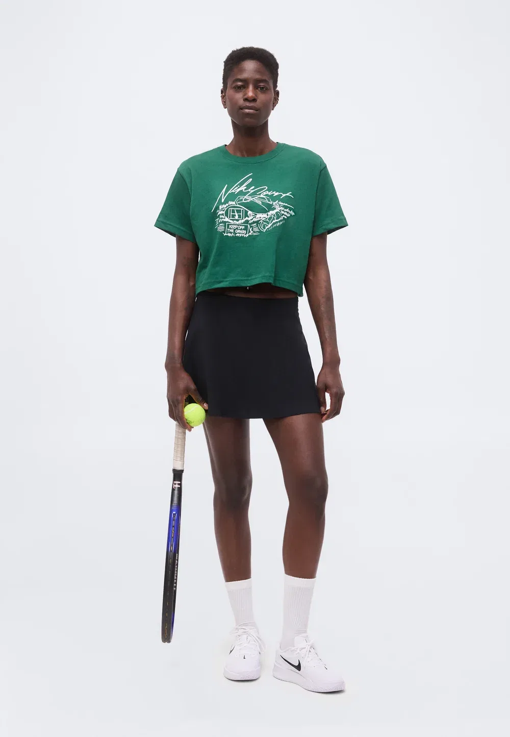 Укороченная футболка с принтом Tee slam crop Nike Performance, Gorge Green — фото 2