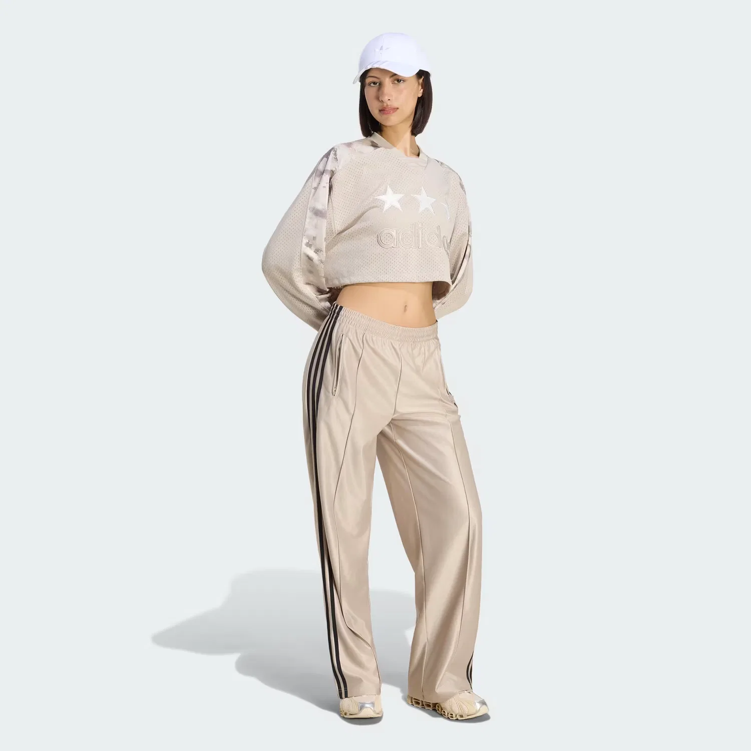 Женская хоккейная футболка оверсайз Cropped Fem Hockey Jersey Adidas Originals, Wonder Beige — фото 3