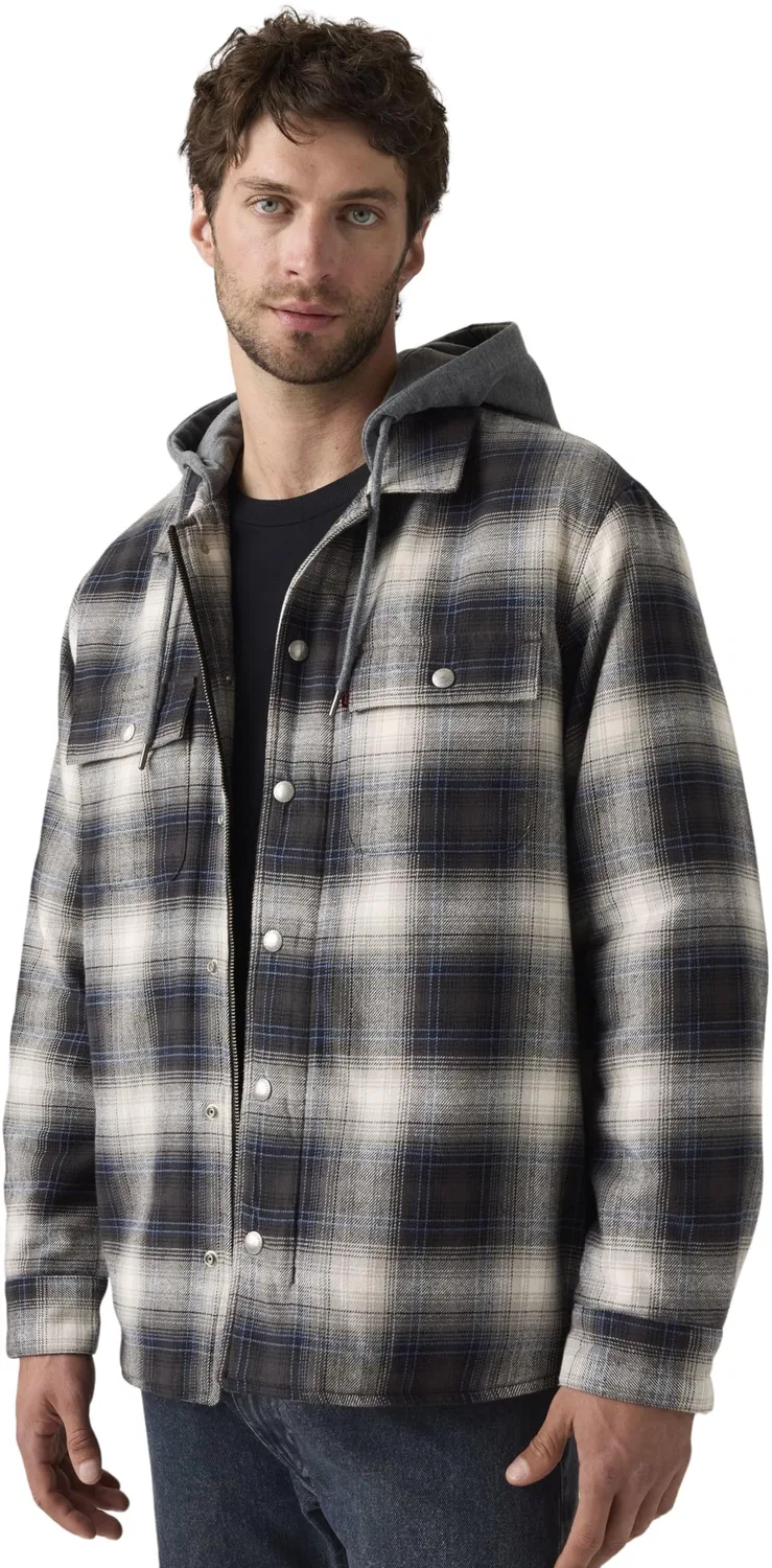 Мужская куртка на флисе с фланелевой отделкой Francisco Levi's, Warwick Plaid Dark Phantom - Grey — фото 4