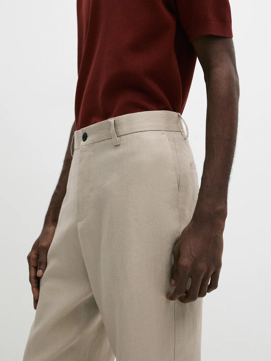 Брюки от льняного костюма Massimo Dutti, бежевый — фото 4