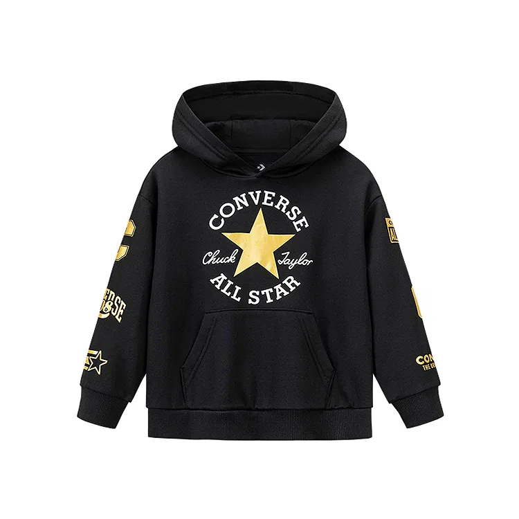 Детская толстовка с принтом с длинным рукавом Converse, Jet Black