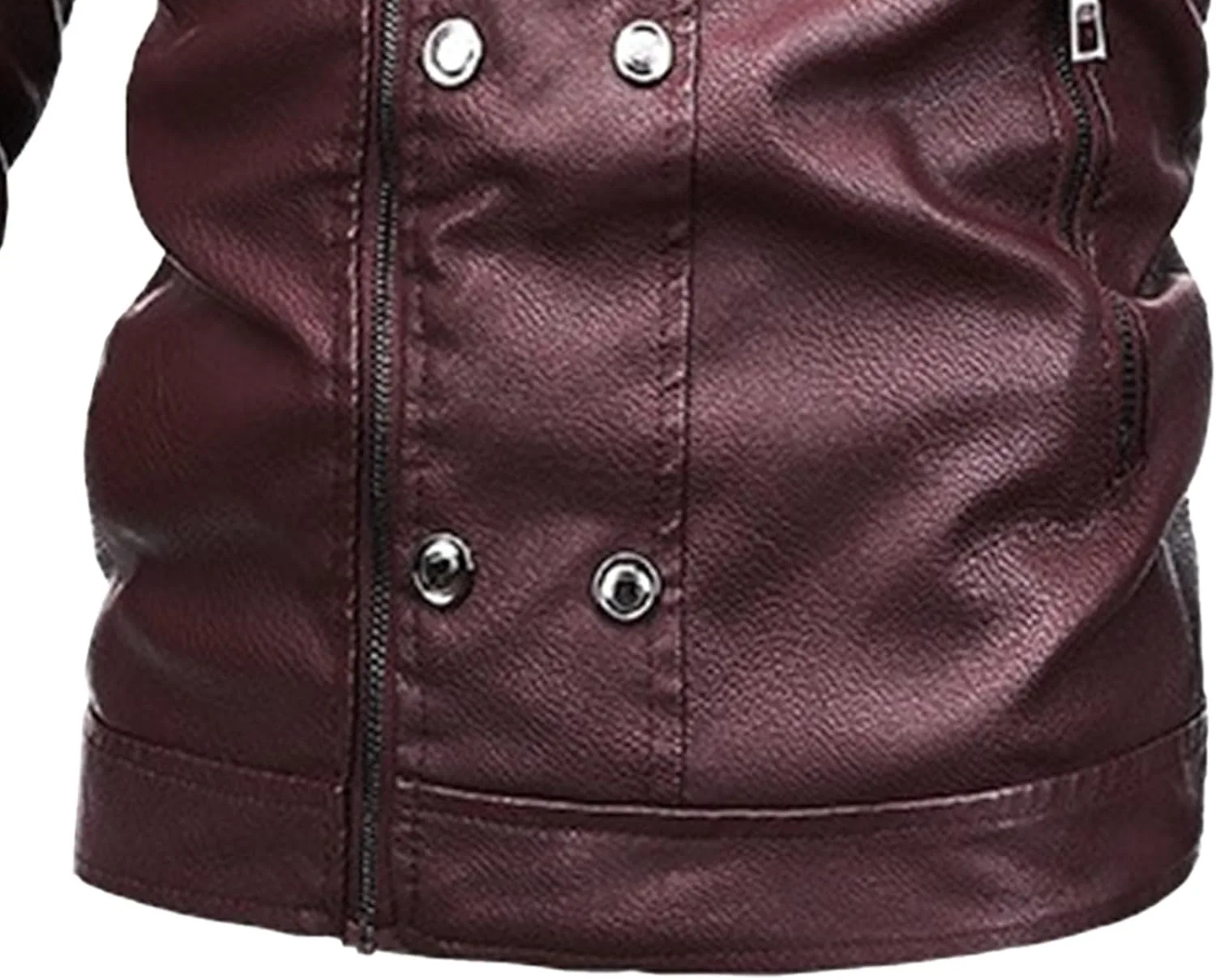 Кожаная куртка-бомбер с лацканами, Slim Fit, винтажная мотоциклетная куртка, Casual, из замши Generic, красный — фото 3