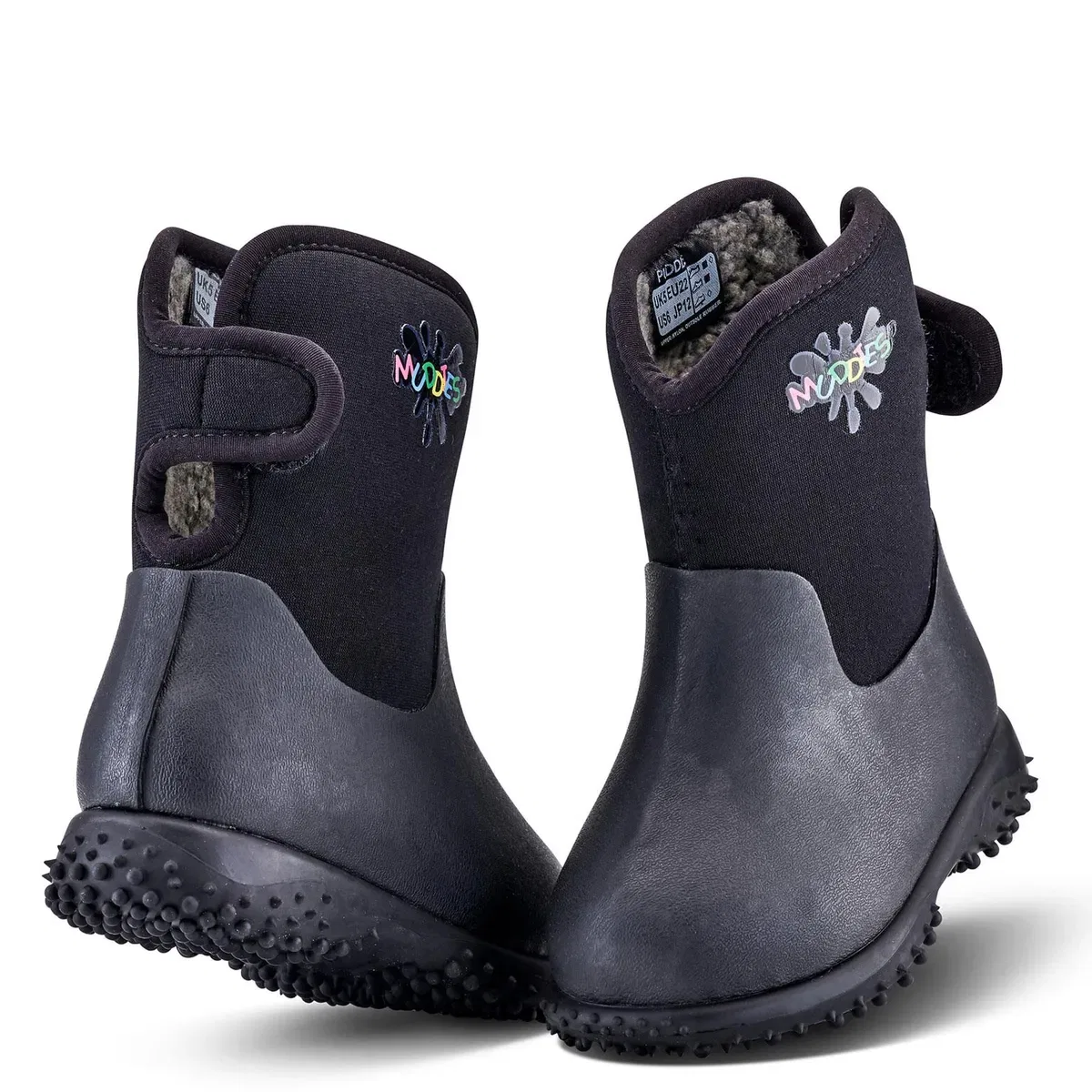 Детские резиновые сапоги на флисе Muddies puddle Grubs Boots, Black