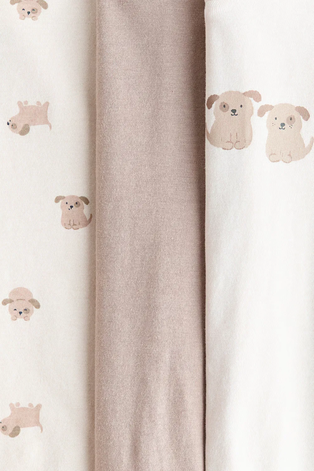 Комплект из 3 хлопковых пижам на молнии H&M, Beige/Hunde — фото 2