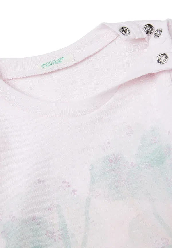 Топ с длинными рукавами и принтом United Colors Of Benetton, розовый — фото 3