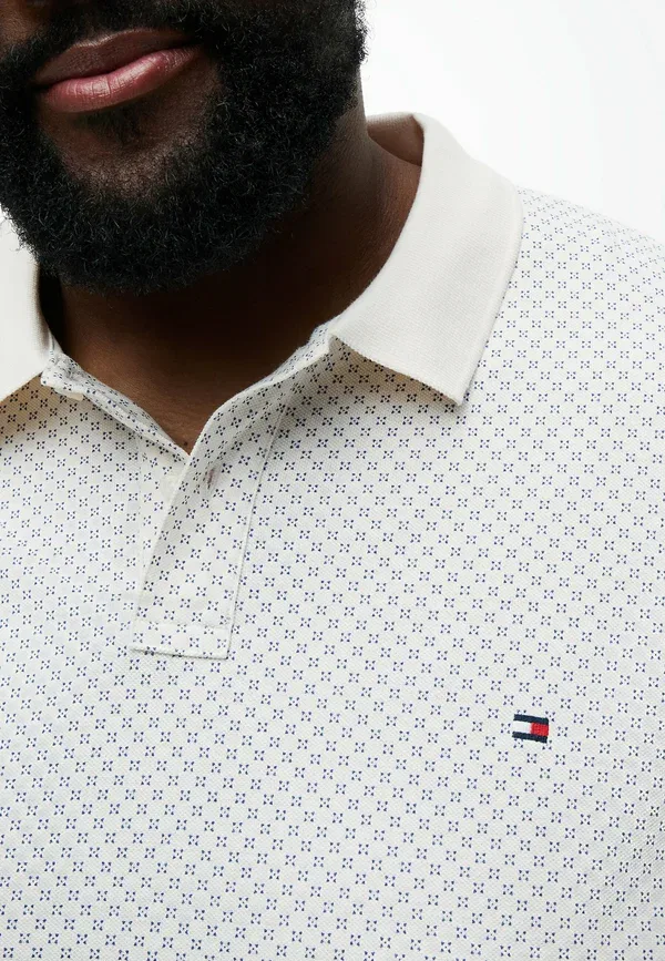 Футболка поло хлопковая Plus Geometric Print Polo Shirt Tommy Hilfiger Ivory Petal — фото 4