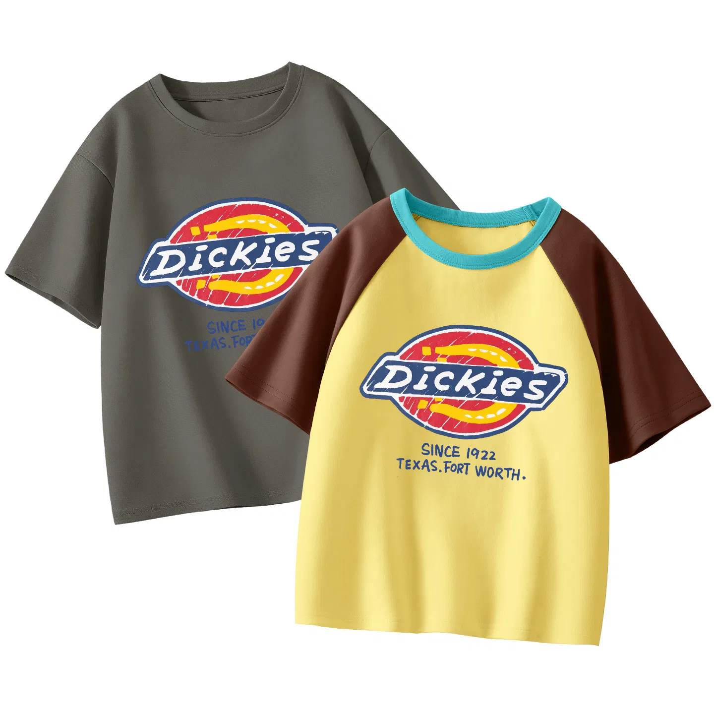 Детский комплект футболок с длинным рукавом Dickies, Stone Gray+Stone Brown Yellow