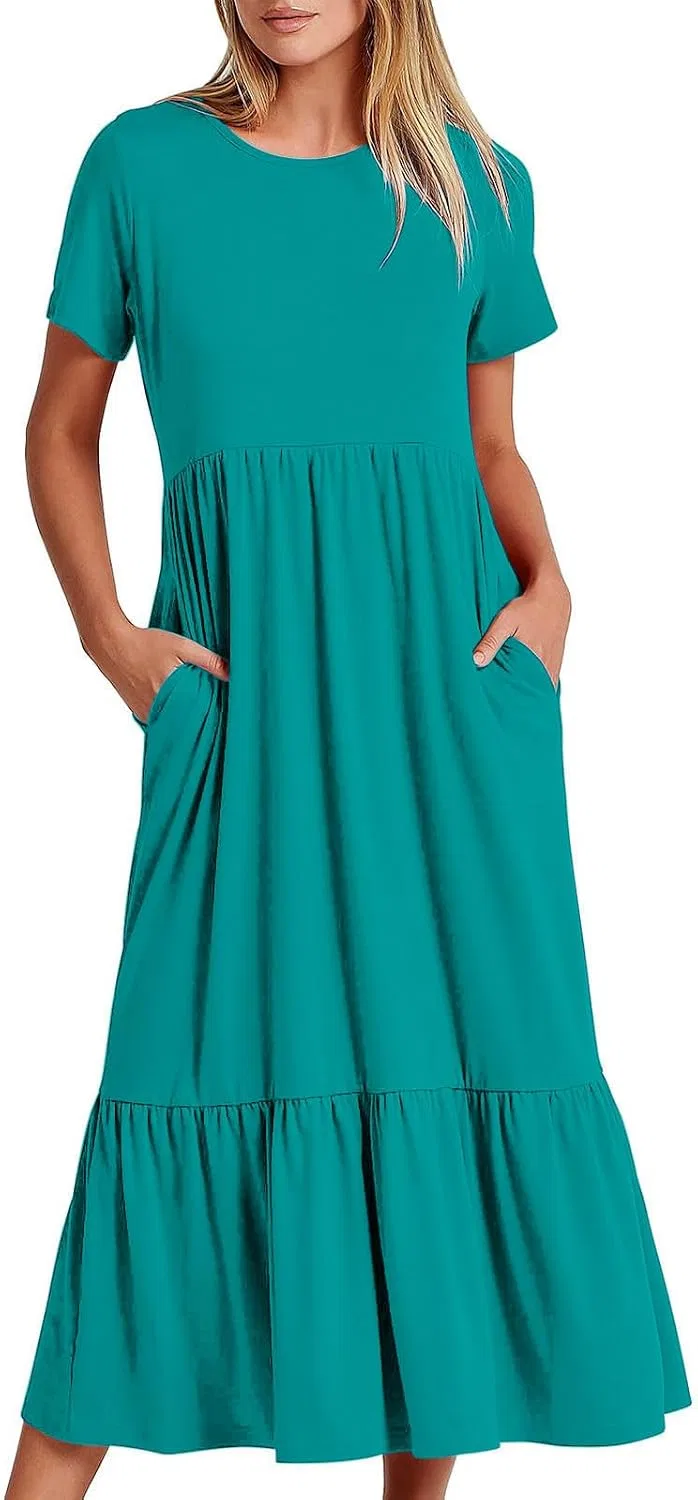 Женское летнее платье макси Swing с карманами, Mint Green