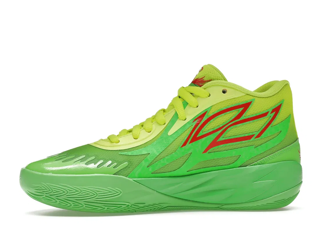 Детские кроссовки для мальчиков с принтом Puma LaMelo Ball MB.02 Puma, Lime Squeeze/Fluro Green — фото 3