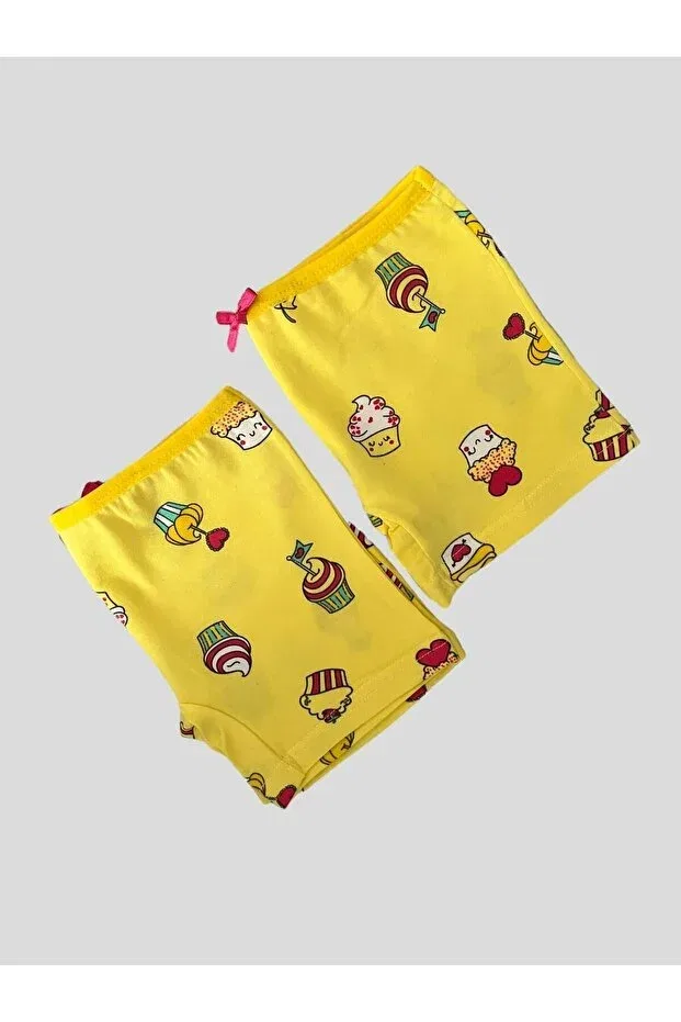 Детский комплект боксеров для девочек хлопковый Ice Cream Patterned Elmas Kids, Yellow