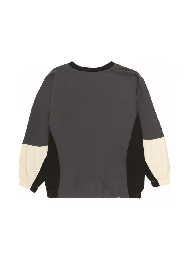 Худи детское спортивное с длинным рукавом с цветными блоками Zara, темно-серый — фото 3