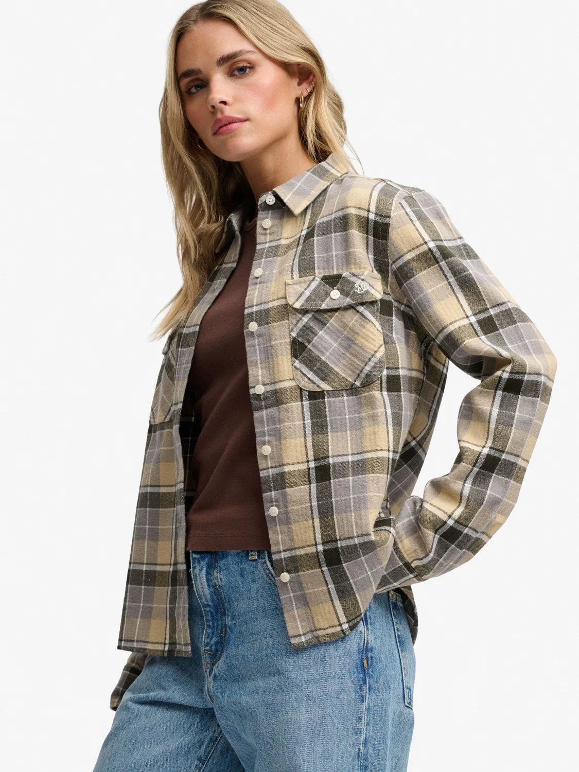 Коричневая фланелевая рубашка в клетку Superdry Lumberjack — фото 3
