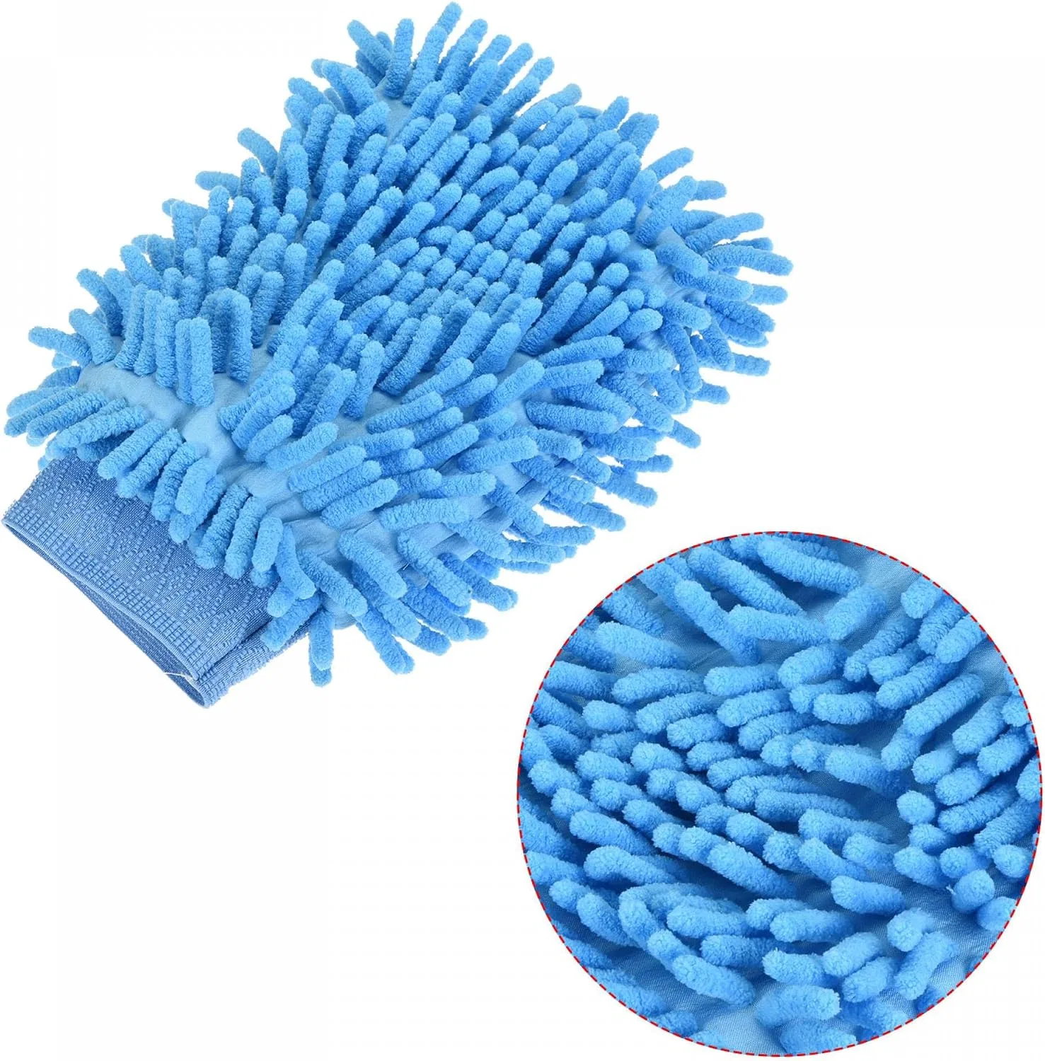 Микрофибровая варежка для мытья, Chenille, 2 шт, 220x150 мм, Blue Sourcing Map — фото 4