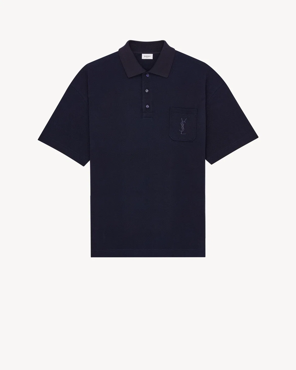 Поло из шелка и хлопка SAINT LAURENT, синий