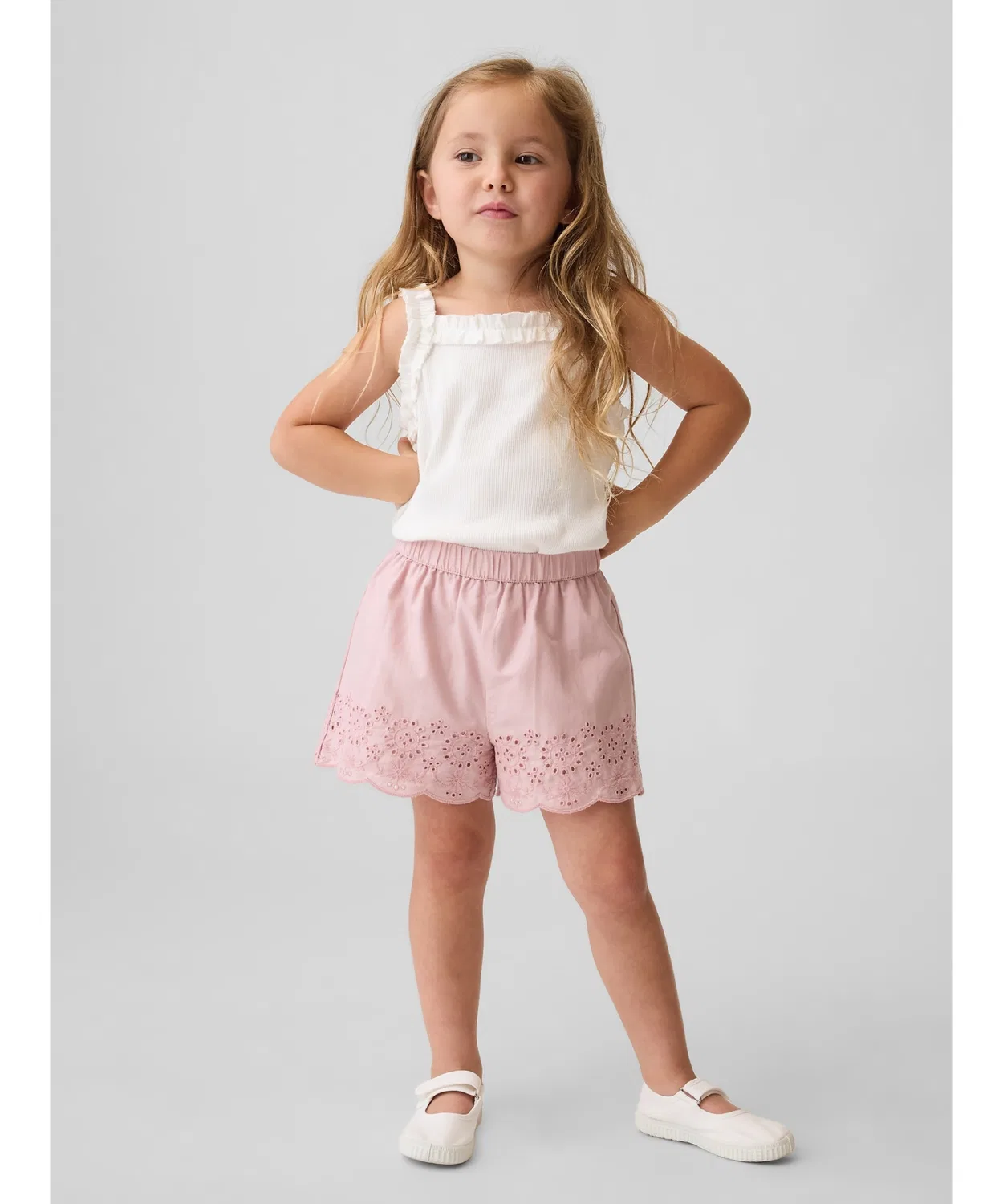 Детские шорты с принтом, модель с рюшами GAP, Pink