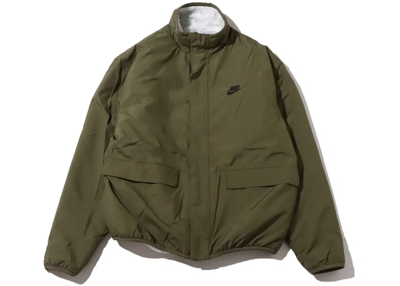 Мужская куртка с принтом Nike Sportswear Club Fleece Plus Reversible Winterized Top Jacket, Medium Olive/Black — фото 3