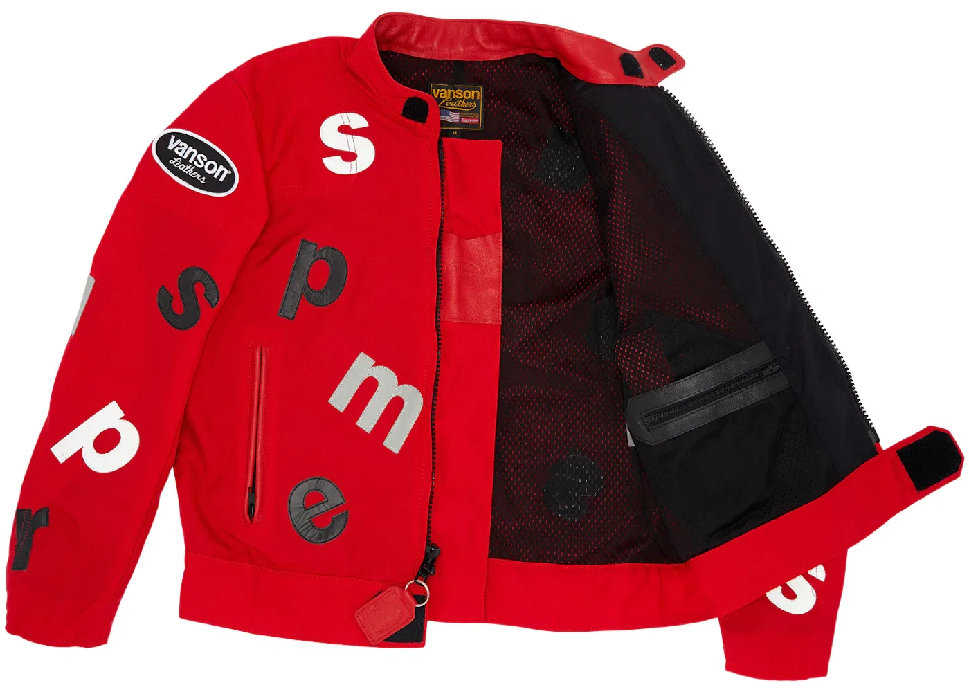 Мужская куртка с принтом Vanson Leathers Letters Supreme, Red — фото 2