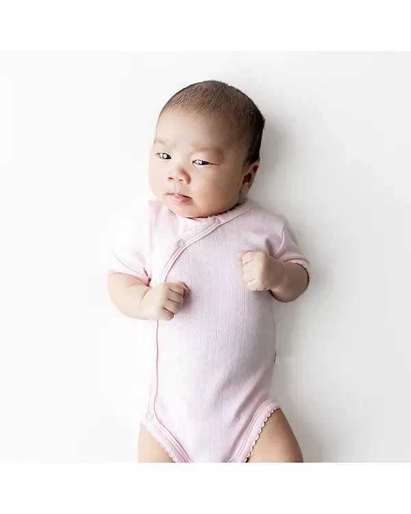 Детский боди-кимоно с V-образным вырезом Pointelle Kyte Baby, Sakura — фото 4