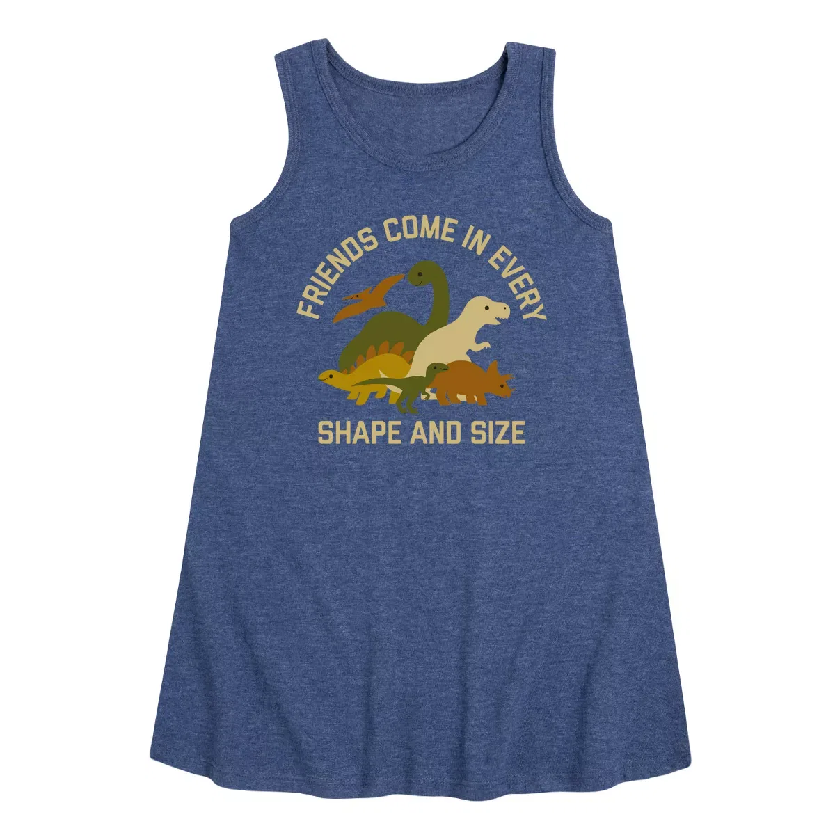 Детское платье для девочек без рукавов Dinosaur Graphic Instant Message, Heather Navy