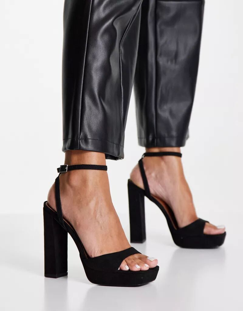 

Черные изящные босоножки ASOS Noun на платформе и блочном каблуке