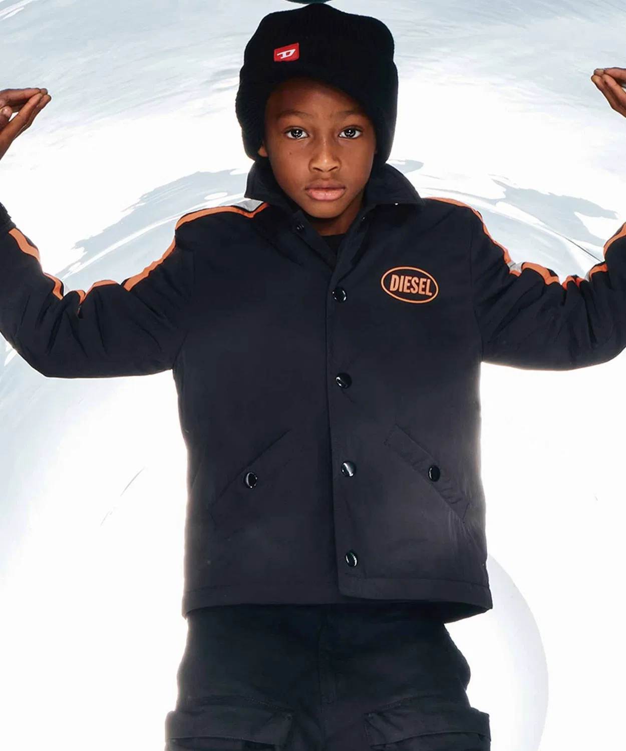 Детская куртка с брендовым логотипом DIESEL KIDS, Black