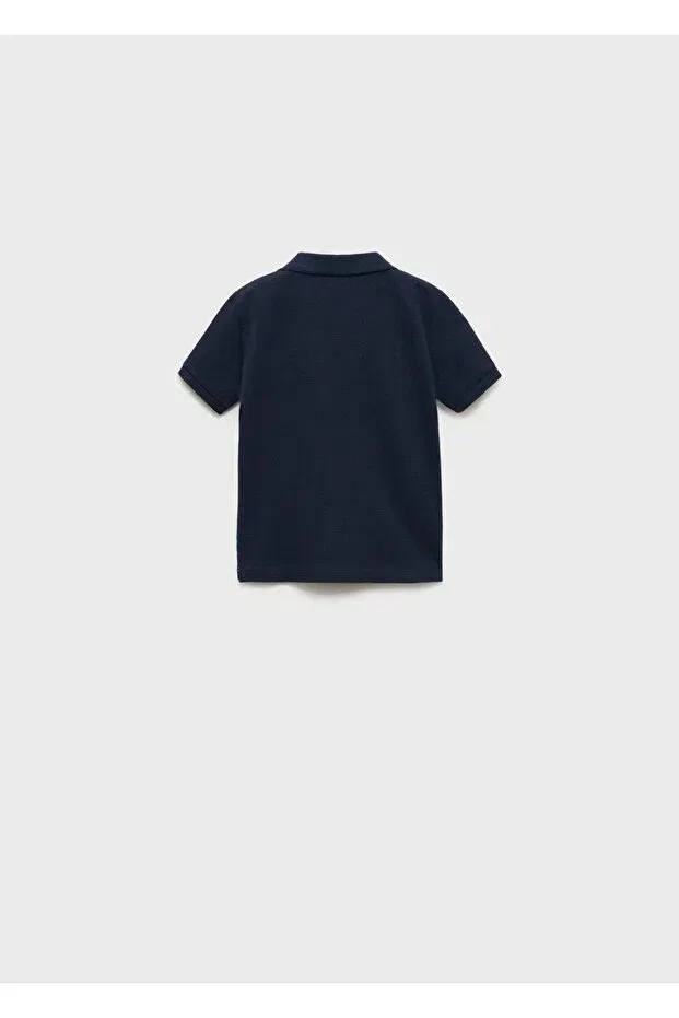 Детское поло из трикотажа с коротким рукавом Mango Baby, Navy Blue — фото 4