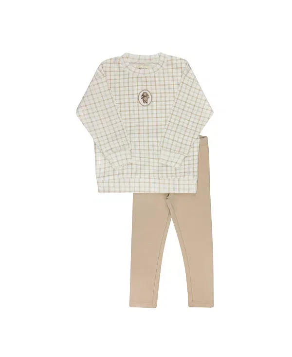 Детский комплект для сна из французского футера с принтом Plaid Sheep Collection Ely'S & Co., бежевый