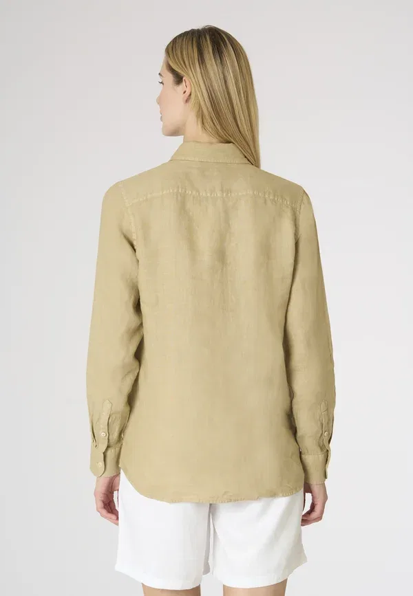 Блузка с льняным составом Button-down blouse U.S. Polo Assn., beige, бежевый — фото 3