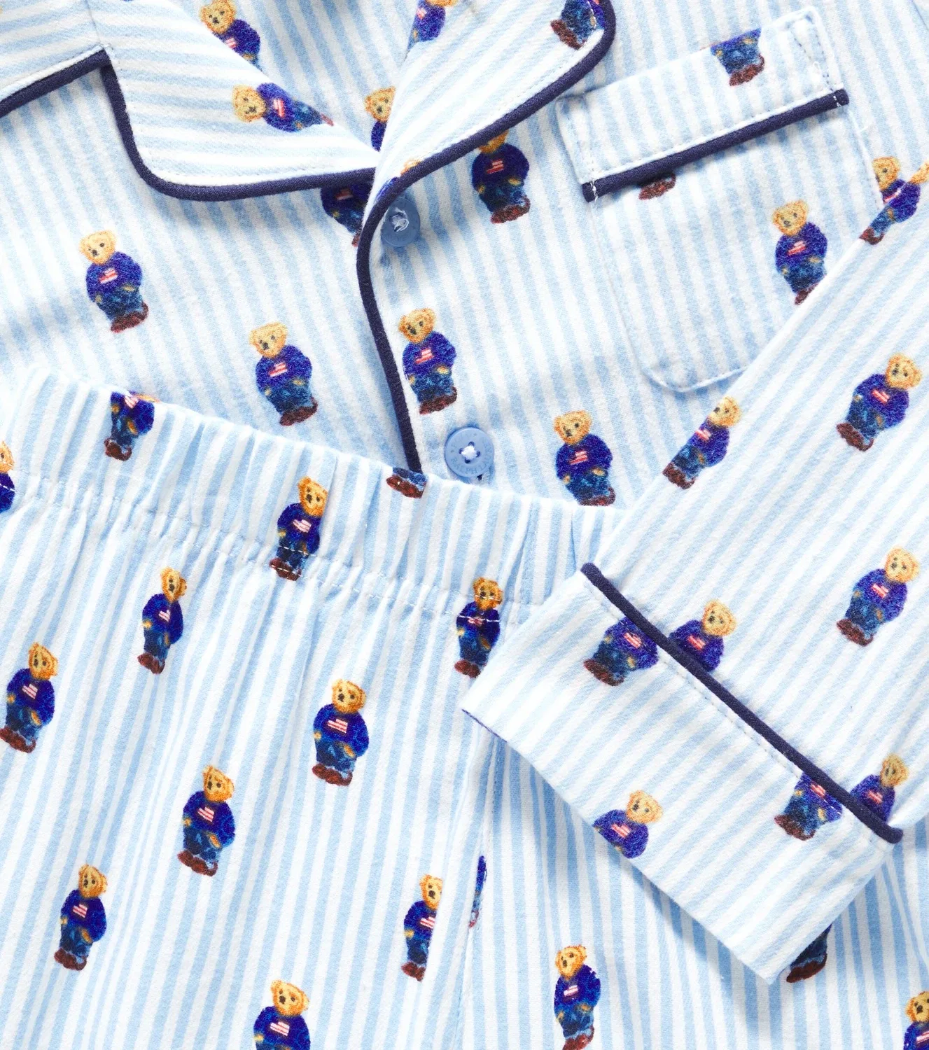 Комплект пижам из хлопка с Медведем Поло Polo Ralph Lauren Kids, голубой — фото 3