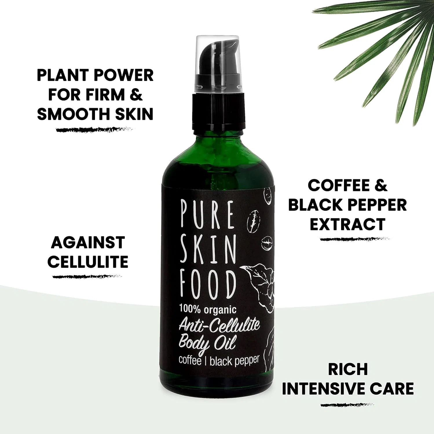 Антицеллюлитное масло для тела PURE SKIN FOOD с кофеином и черным перцем, 100 мл — фото 2