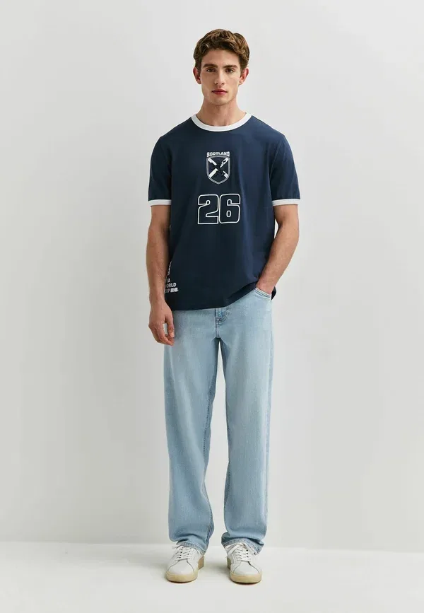 Футболка хлопковая Regular fit - football ringer t-shirt, Next Scotland, голубой — фото 2