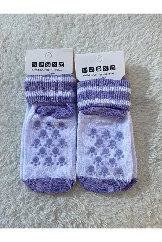 Детские носки для новорожденных с принтом Pack of 2 anti-slip children's/baby socks Baalaa, Purple