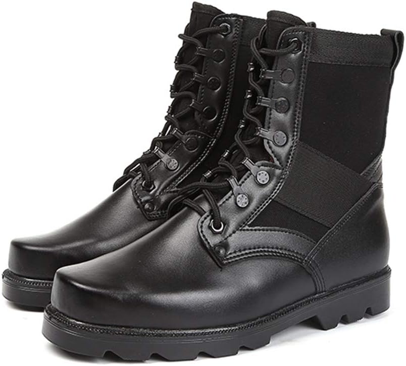 

Мужские боевые ботинки, высокие тактические ботинки для сил безопасности, военные тактические ботинки для походов на открытом воздухе, дышащие, черные - 42/UK 8/US 8.5 Jlfzc