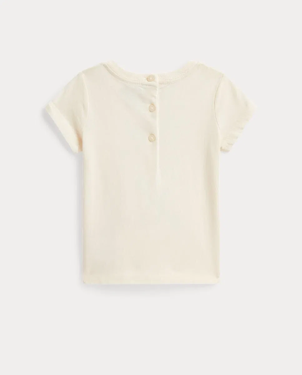 Детская футболка из хлопка, Polo Bear, Polo Ralph Lauren, кремовый — фото 2