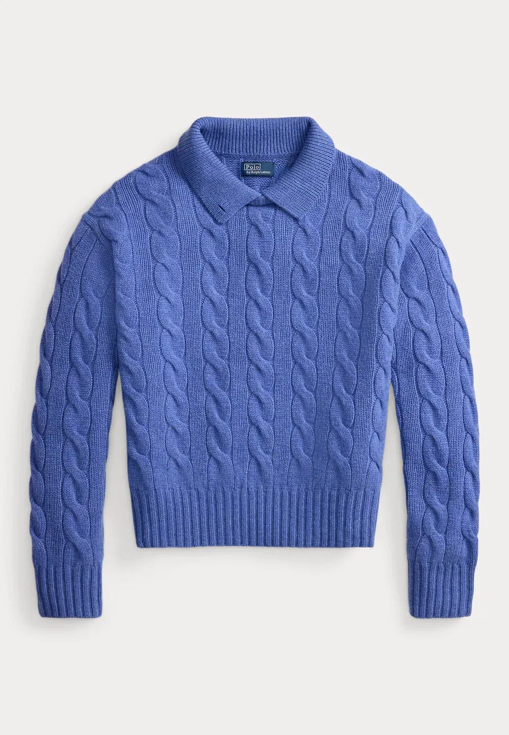 Свитер-Поло из шерсти и кашемира крупной вязки Polo Ralph Lauren, Dockside Blue Heather — фото 4