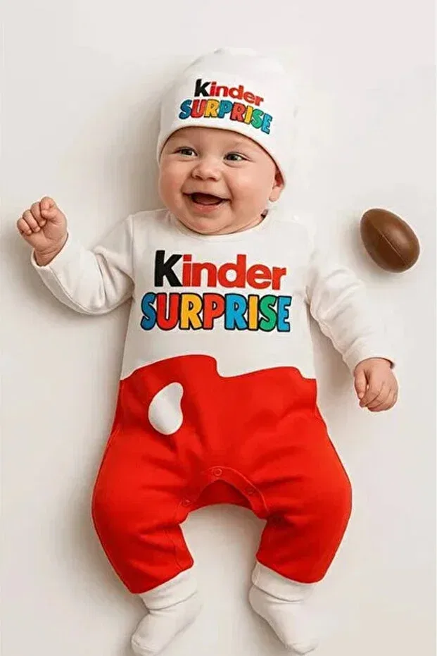 Детское боди-комбинезон с принтом Surprise kinder printed baby rompers hat set Murat Baby, Multicolor — фото 3