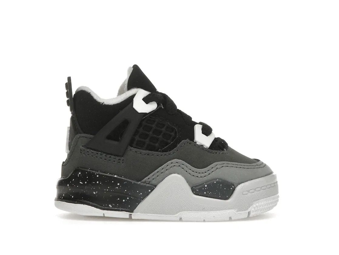 Детские кроссовки Lifestyle с перфорированным носком Jordan 4 Retro Jordan, Black/White/Anthracite/Black/Pure Platinum