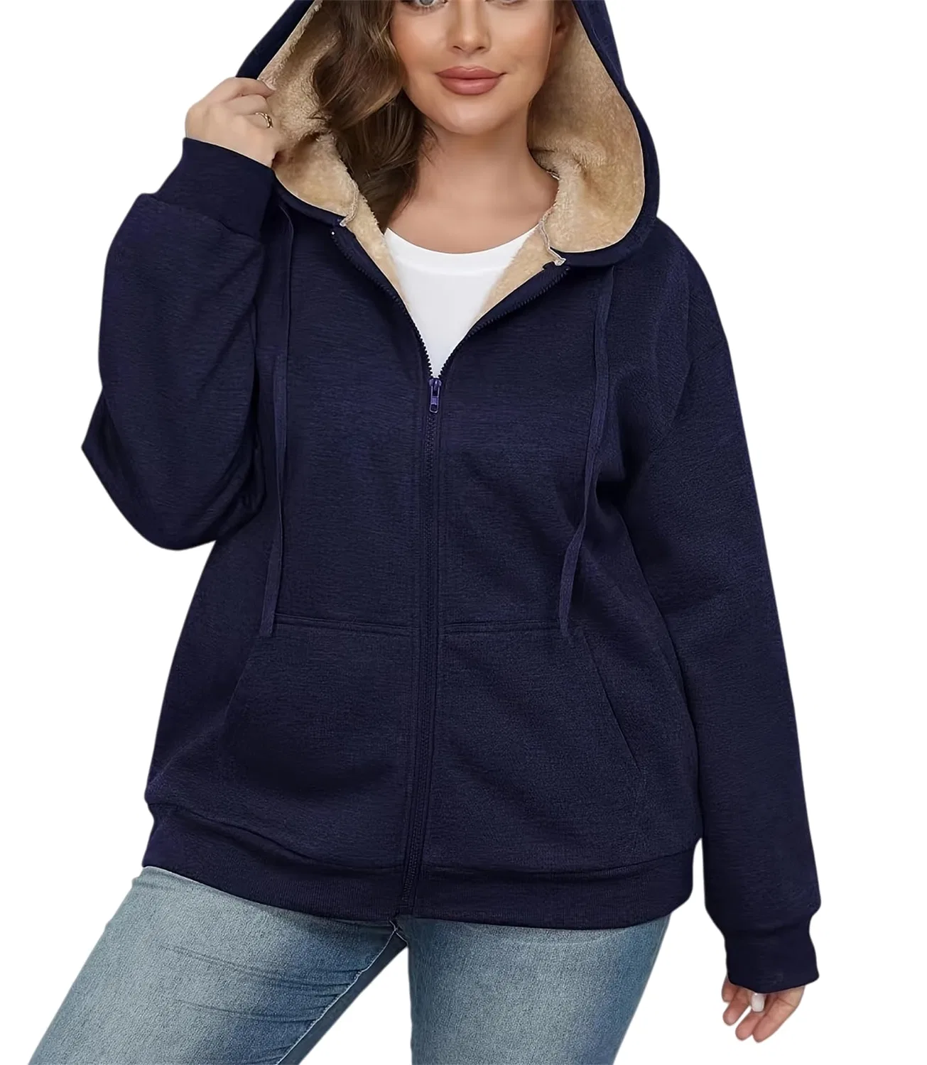 Женская утеплённая куртка на молнии с длинным рукавом, Blu Navy