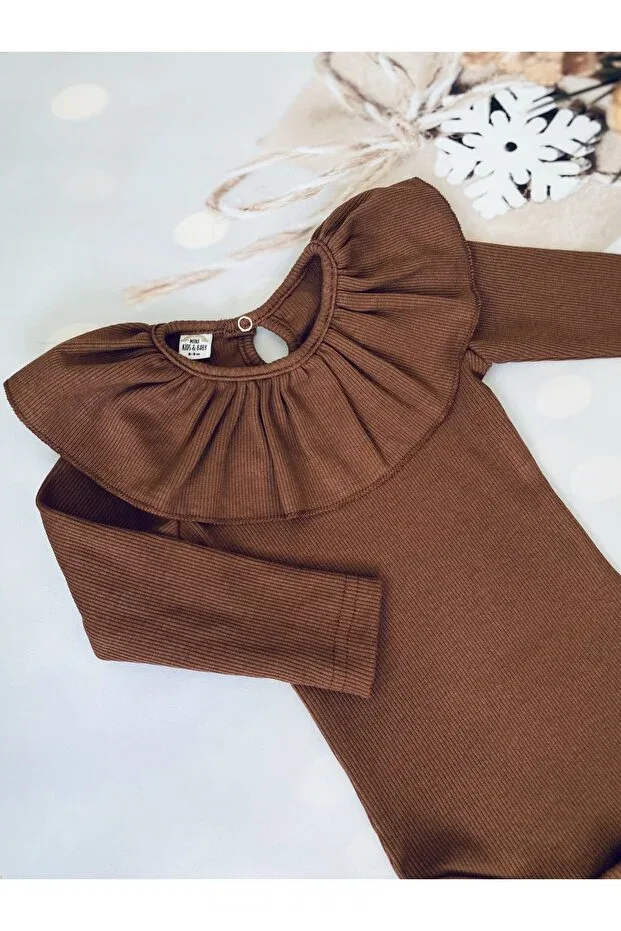 Детское боди для девочек с оборками Mini Kids Baby, Brown — фото 2
