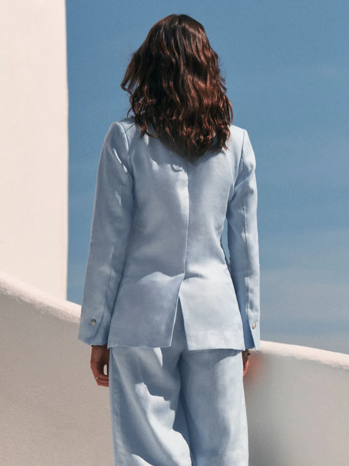 Блейзер двубортный Premium Linen, Love & Roses, Pastel Blue — фото 3