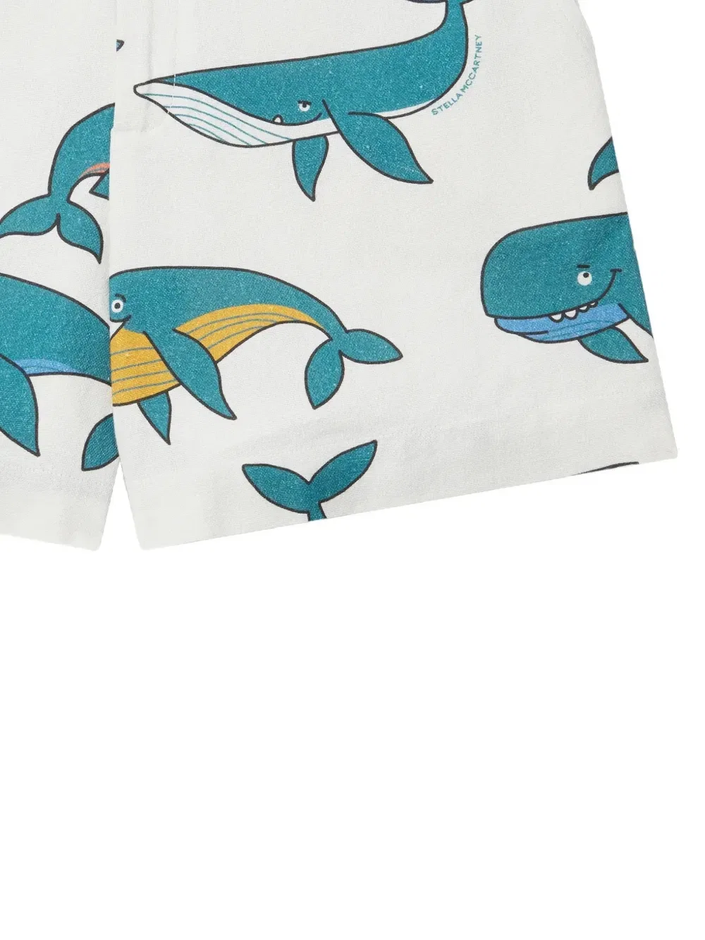 Хлопковые шорты с принтом кита Stella McCartney Kids, белый — фото 4