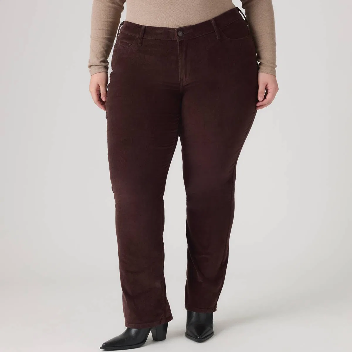 Классические прямые вельветовые женские брюки (большие размеры) Levi's, Java - Brown — фото 2