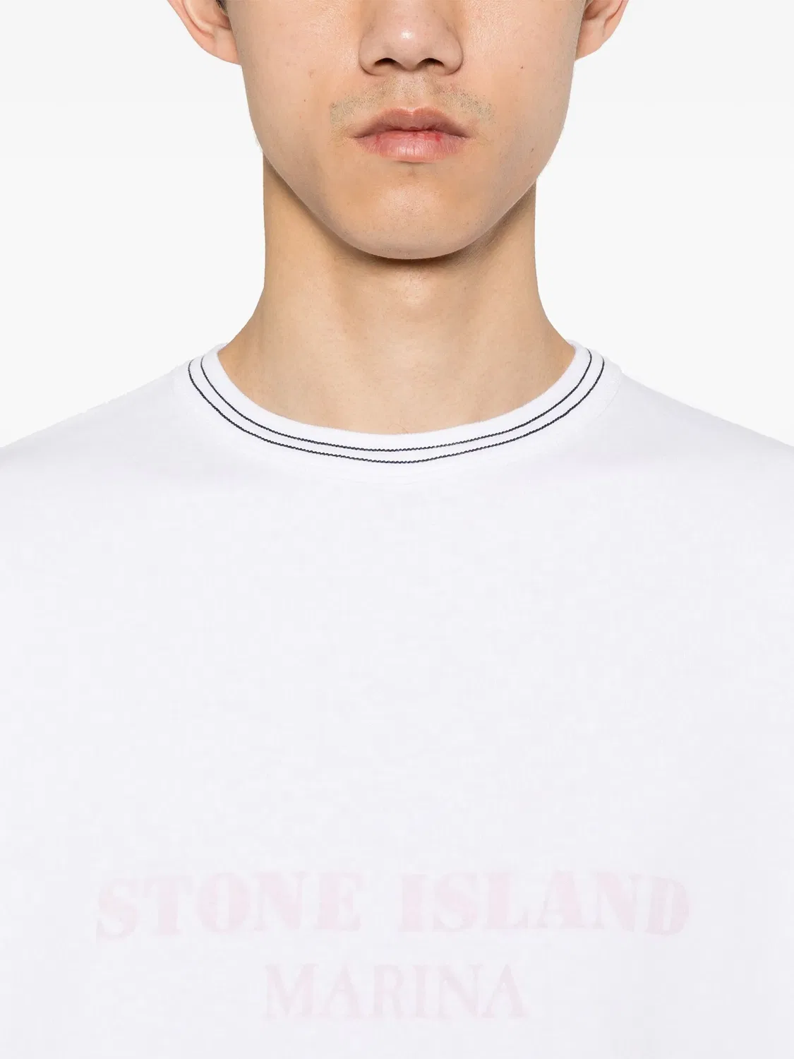 Свитшот с логотипом и принтом Stone Island, белый — фото 3