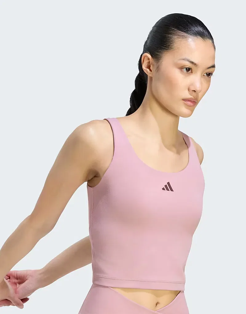 Спортивный топ All Me Light Support 3 Stripes Studio Adidas Performance, Magic Mauve — фото 2