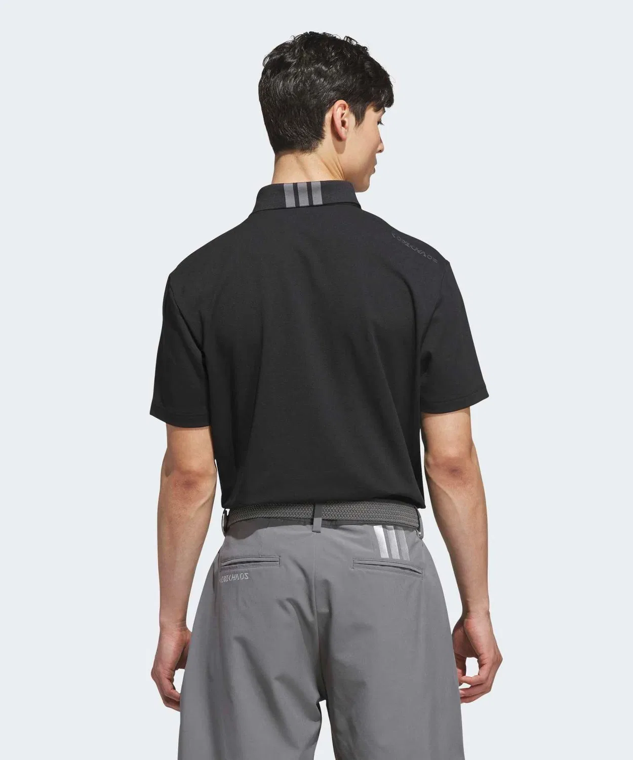 Мужская хлопковая футболка-поло с коротким рукавом Adidas Golf, Черный — фото 2