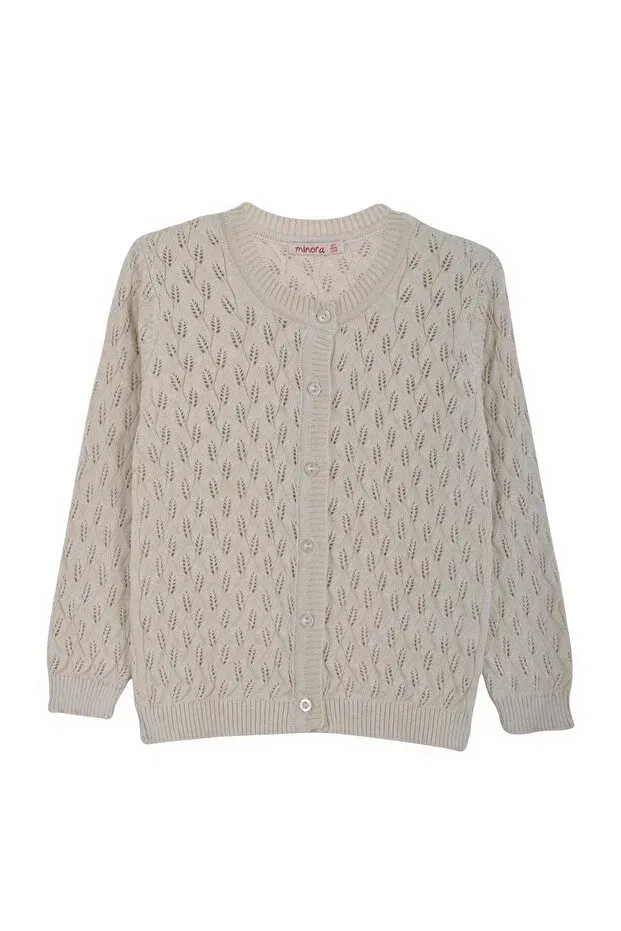 Детский кардиган для девочек с ажурным узором Minora, Beige