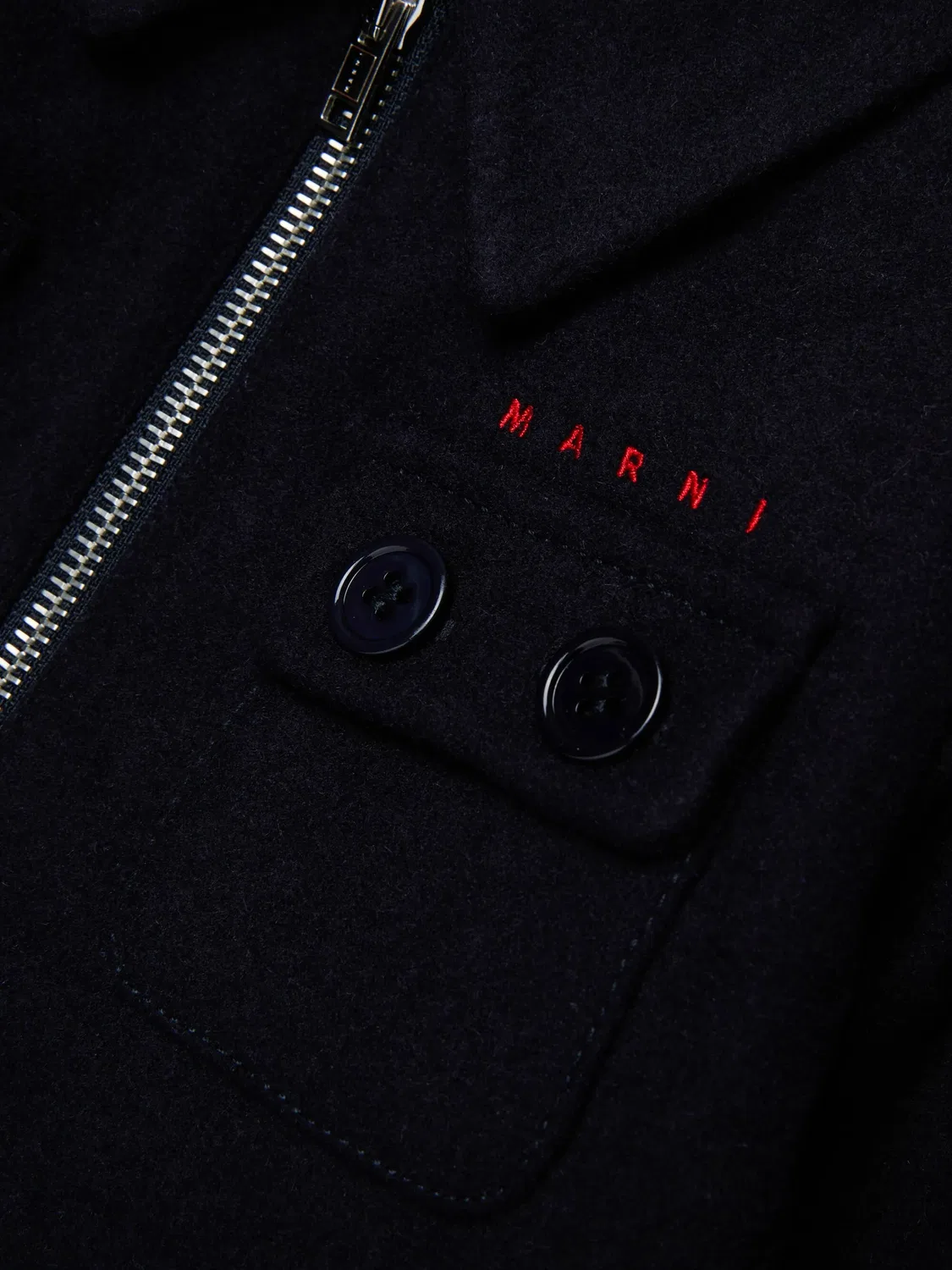 Бомбер на молнии с вышитым логотипом Marni Kids, черный — фото 4