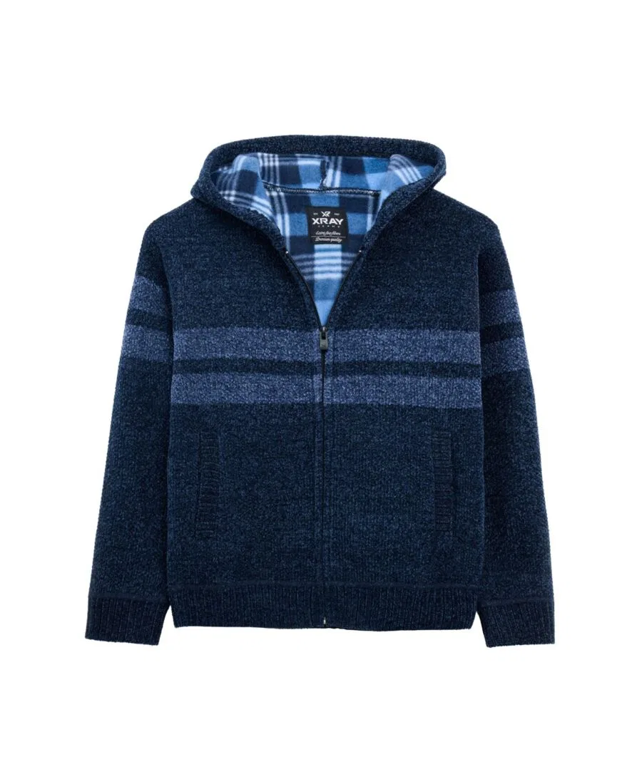 Детский худи на молнии с флисовой подкладкой, Navy/Dark Blue Marbled XRAY